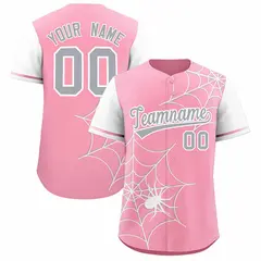 Light Pink White Spider Web Raglan Sleeves Baseball Jersey