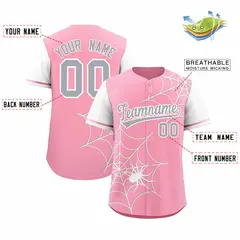 Light Pink White Spider Web Raglan Sleeves Baseball Jersey 2
