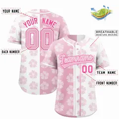 Light Pink White Split Flower Graffiti Baseball Jersey 2