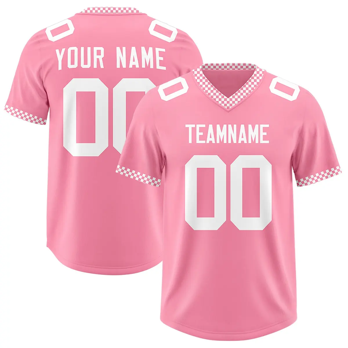 Light Pink White Square Neckline Football Jersey