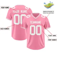 Light Pink White Square Neckline Football Jersey 2