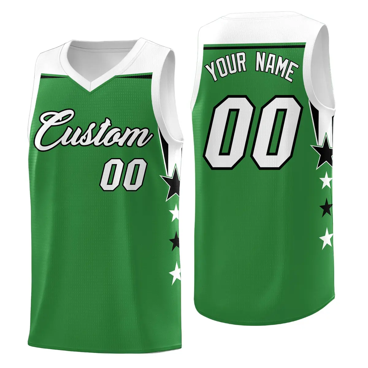Light Pink White Star Color Block Two Tone Side Basketball Jersey
