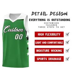 Light Pink White Star Color Block Two Tone Side Basketball Jersey 2
