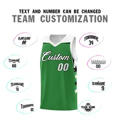 Light Pink White Star Color Block Two Tone Side Basketball Jersey 4