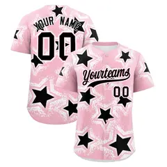 Light Pink White Star Graffiti Baseball Jersey