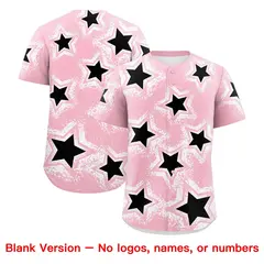 Light Pink White Star Graffiti Baseball Jersey 9
