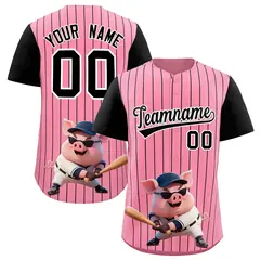 Light Pink White Stripe Animals Graffiti Raglan Baseball Jersey 1