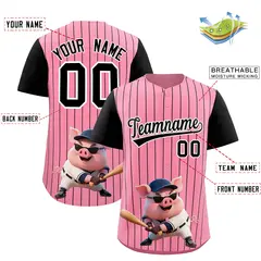 Light Pink White Stripe Animals Graffiti Raglan Baseball Jersey 2