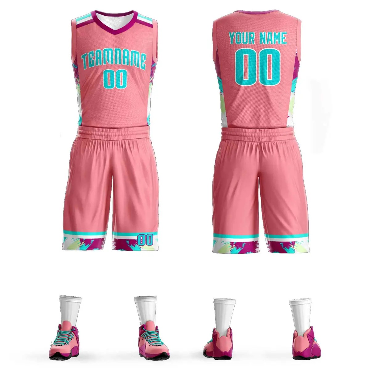 Light Pink White-White Graffiti Pattern Basketball Jersey