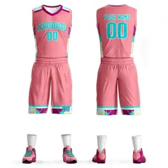 Light Pink White-White Graffiti Pattern Basketball Jersey