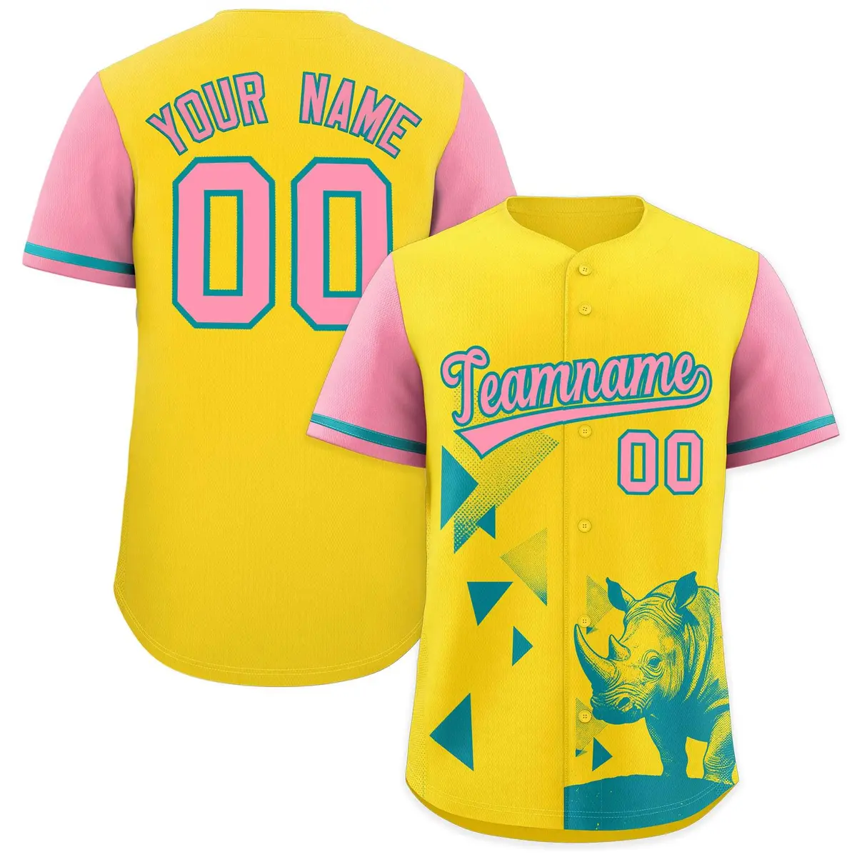 Light Pink Yellow Raptor Series Raglan Baseball Jersey