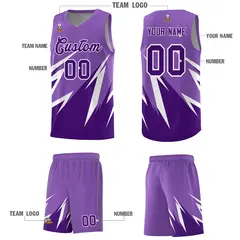 Light Purple Abstract Mountain Pattern Basketball Jersey 4