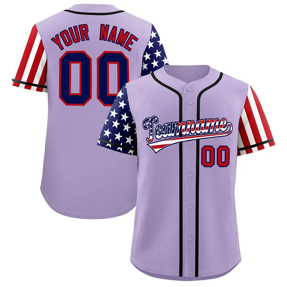 Light Purple American Flag Design Baseball Jersey