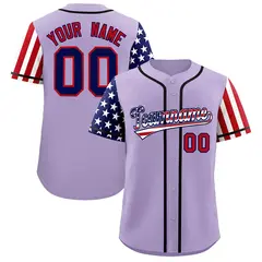 Light Purple American Flag Design Baseball Jersey