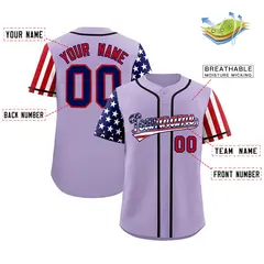 Light Purple American Flag Design Baseball Jersey 2
