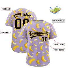 Light Purple Banana Graffiti Pattern Fashion Baseball Jersey 2