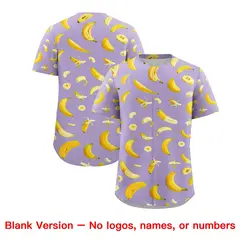 Light Purple Banana Graffiti Pattern Fashion Baseball Jersey 7