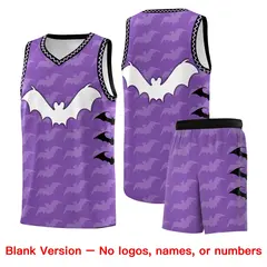 Light Purple Bat Pattern Halloween Basketball Jersey 7