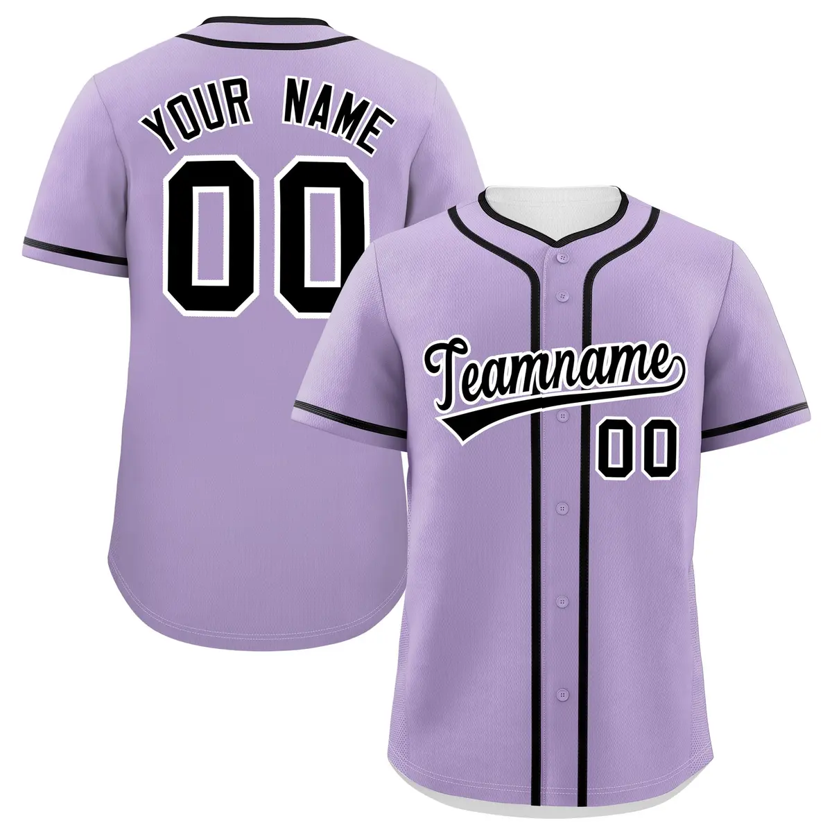Light Purple Black Classic Authentic Baseball Jersey