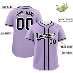 Light Purple Black Classic Authentic Baseball Jersey 2