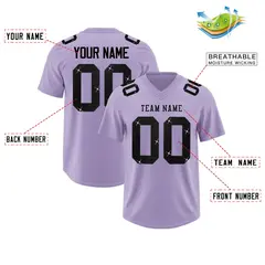 Light Purple Black Sequin Lettering Football Jersey 2