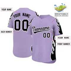 Light Purple Black Side Flame Outline Basketball Jersey 2