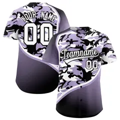 Light Purple Black White Camo Gradient Baseball Jersey
