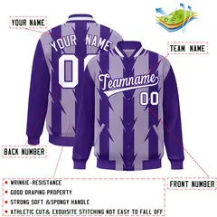 Light Purple Blade Pattern Raglan Varsity Letterman Baseball Jacket 2