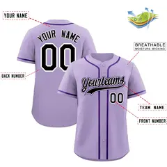 Light Purple Classic Style Baseball Jersey Uniform 2