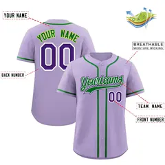 Light Purple Classic Style Baseball Jersey Uniform 2