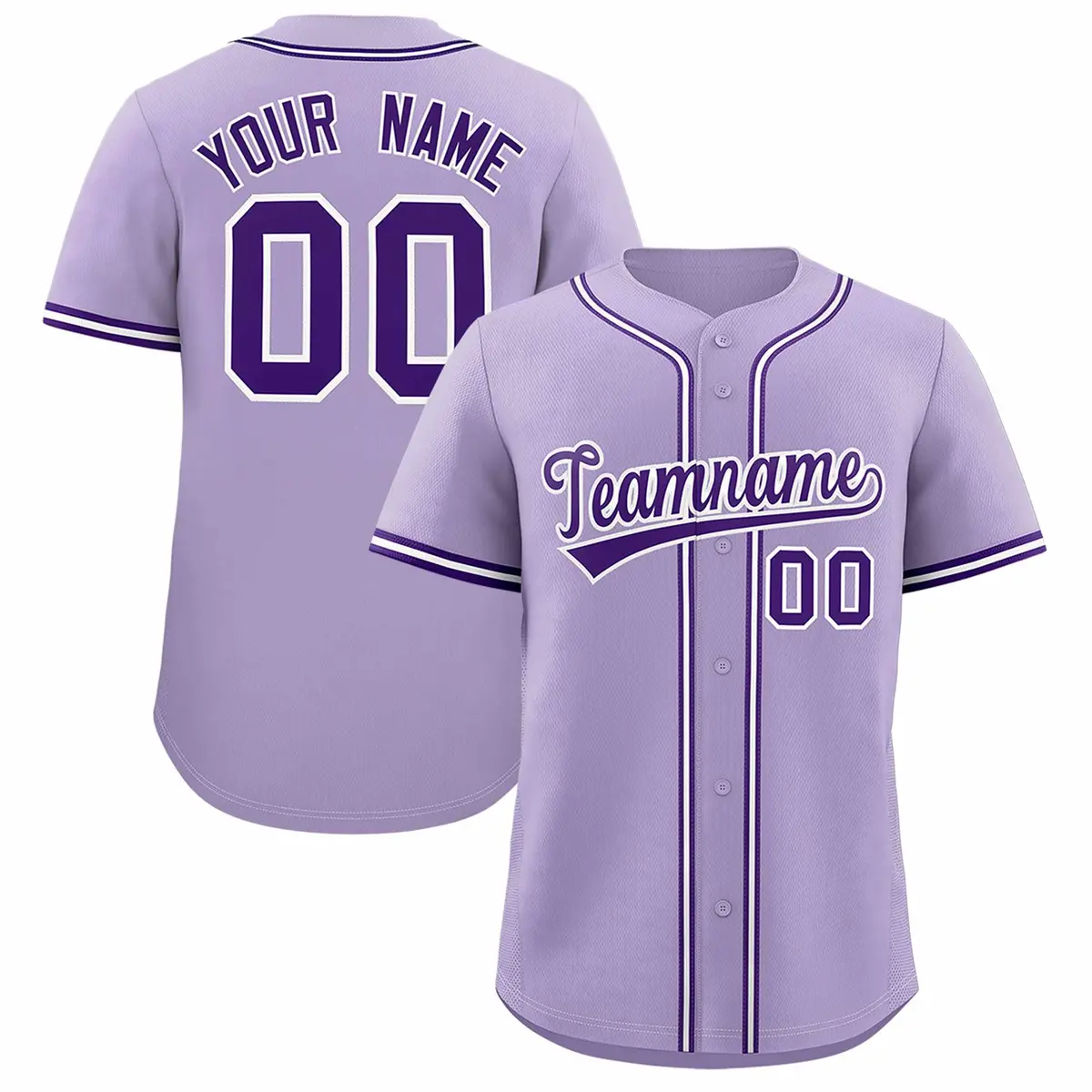 Light Purple Classic Style Baseball Jersey
