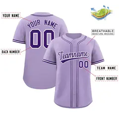 Light Purple Classic Style Baseball Jersey 2