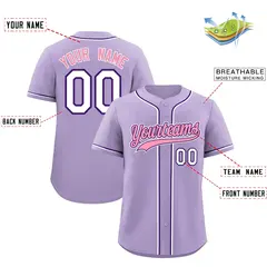 Light Purple Classic Style Lightweight Baseball Jersey 2
