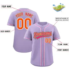 Light Purple Classic Style Lightweight Baseball Jersey 2