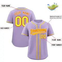 Light Purple Classic Style Lightweight Baseball Jersey 2