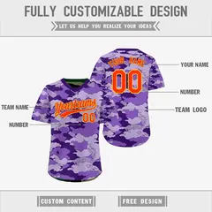 Light Purple Dark Green Camo Reversible Pullover Baseball Jersey 3