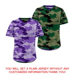 Light Purple Dark Green Camo Reversible Pullover Baseball Jersey 9
