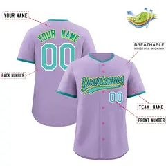 Light Purple Fluorescent Green Midnight Blue Baseball Jersey 2