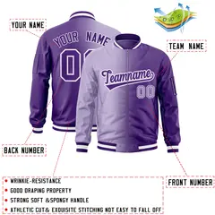 Light Purple Full-Zip Gradient Letterman Bomber Jacket 2