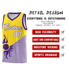 Light Purple Gold Sunburst Two Tone Basketball Jersey 3