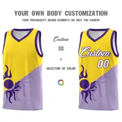 Light Purple Gold Sunburst Two Tone Basketball Jersey 4