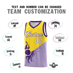 Light Purple Gold Sunburst Two Tone Basketball Jersey 5