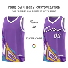 Light Purple Gradient Graffiti Pattern Basketball Jersey 3