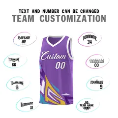 Light Purple Gradient Graffiti Pattern Basketball Jersey 4