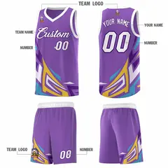 Light Purple Gradient Graffiti Pattern Basketball Jersey 5