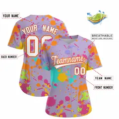 Light Purple Graffiti Fashion Baseball Jersey For Women 2