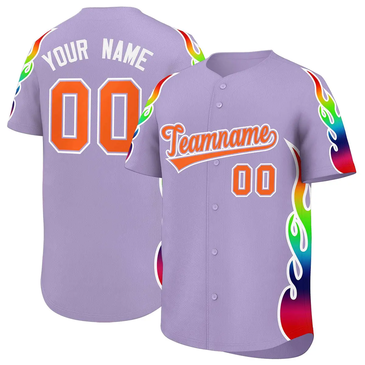 Light Purple Graffiti Multicolored Flames Baseball Jersey