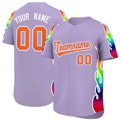 Light Purple Graffiti Multicolored Flames Baseball Jersey 1