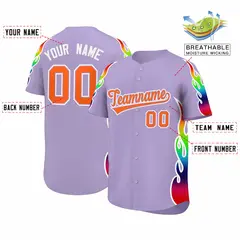 Light Purple Graffiti Multicolored Flames Baseball Jersey 2