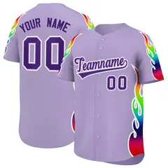 Light Purple Graffiti Multicolored Flames Baseball Jersey 1